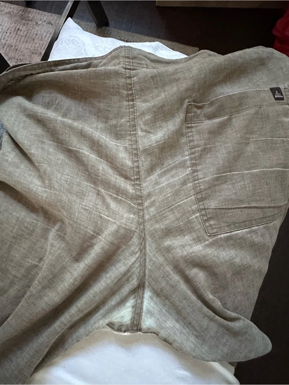 prAna XL Hemp Blend Drawstring Pants Taupe Straight Leg Pull On Outdoor Travel